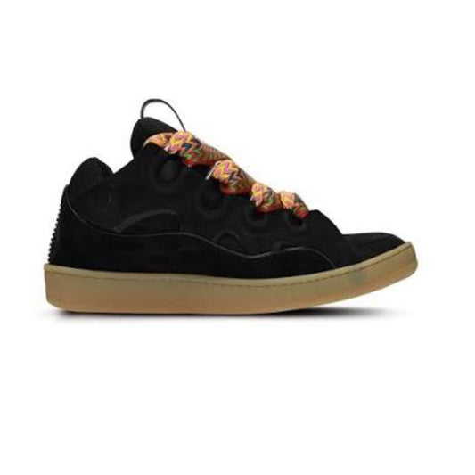 Shoes black colourful laces