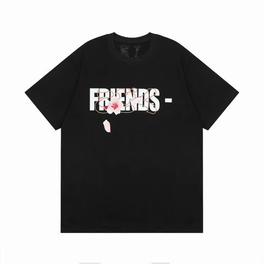 V friends T shirt black and pink