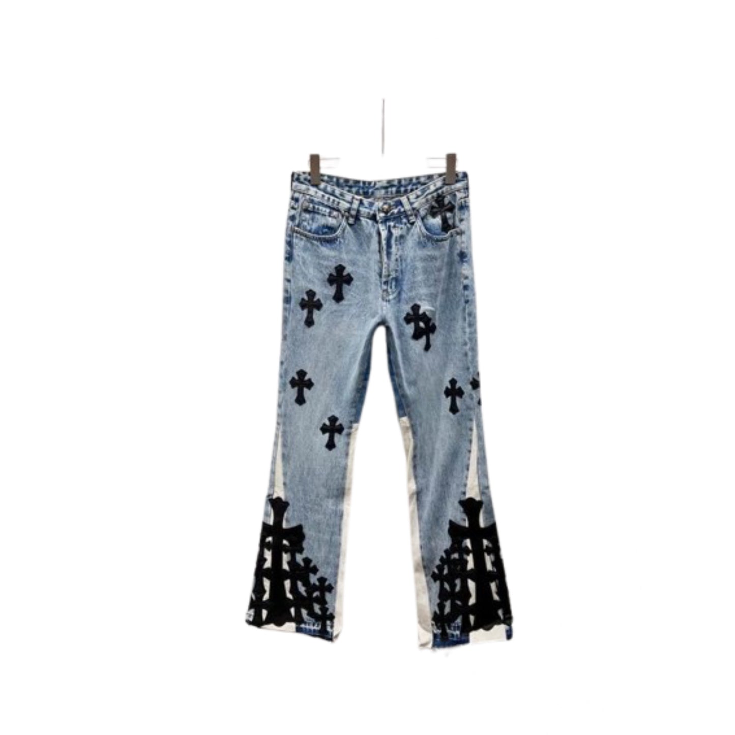 CH x GD flared jeans blue and white