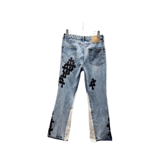 CH x GD flared jeans blue and white