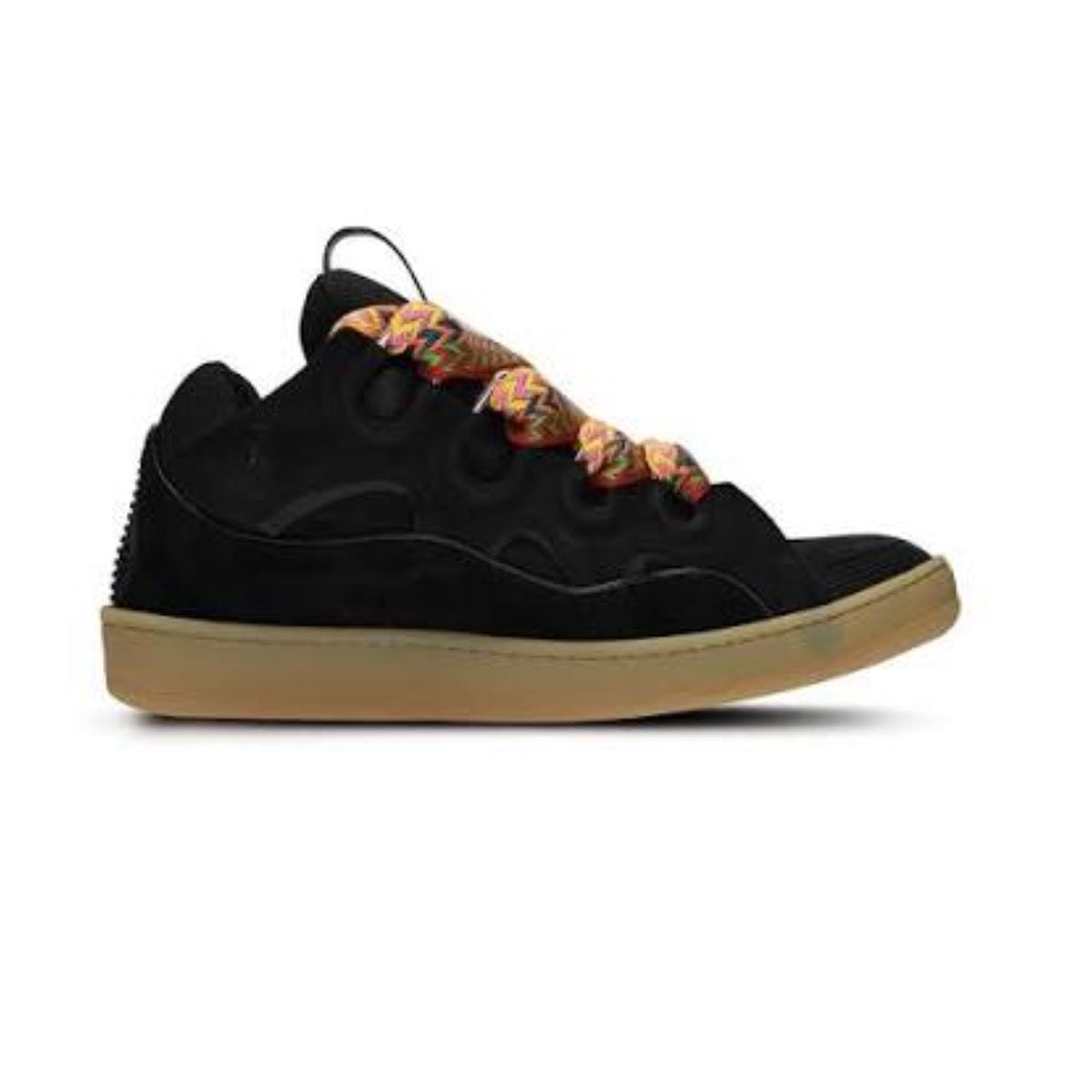 Shoes black colourful laces